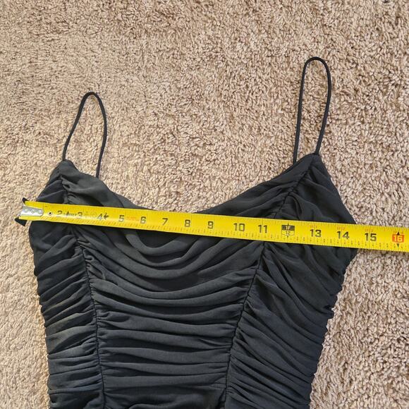 Vintage Tadashi Shoji Ruched Black Mini Dress Women S Gothic Whimsigoth Prom HOC - Picture 8 of 12